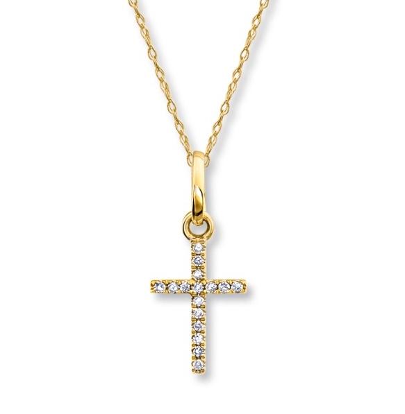 Cross Pendant - 1/20ct Round Cut CZ