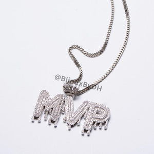 Crowned Drip Letter Name Necklace
